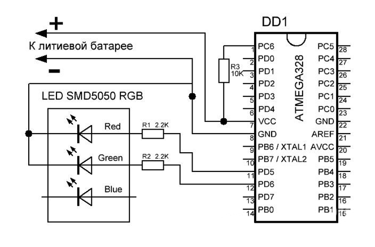 Индикатор разряда АКБ на микроконтроллере ATMega
